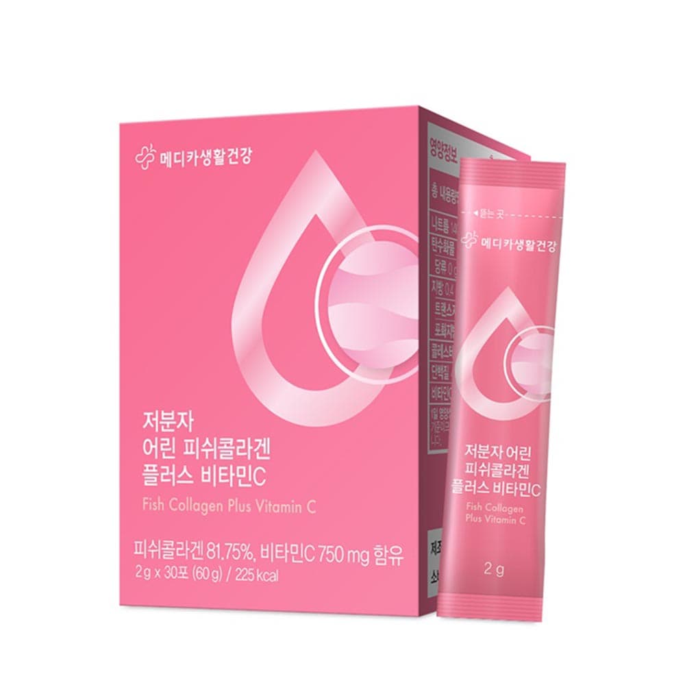메디카코리아 저분자 어린 피쉬 콜라겐 플러스 비타민C 2g x 30포(60g)